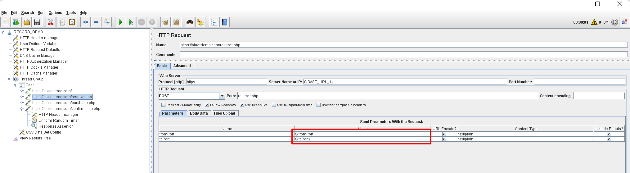 HTTP request variables from CSV