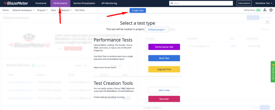 Create a BlazeMeter performance test.