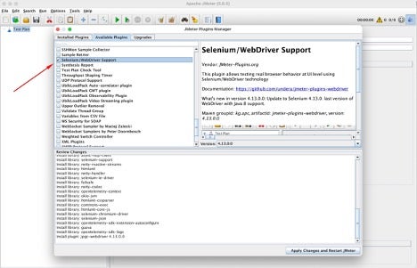 Accessing the Selenium WebDriver Support plugin.