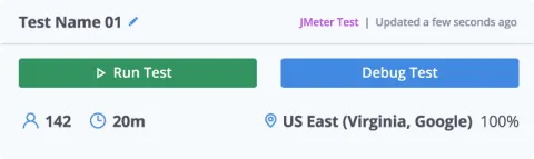 BlazeMeter test run screenshot.